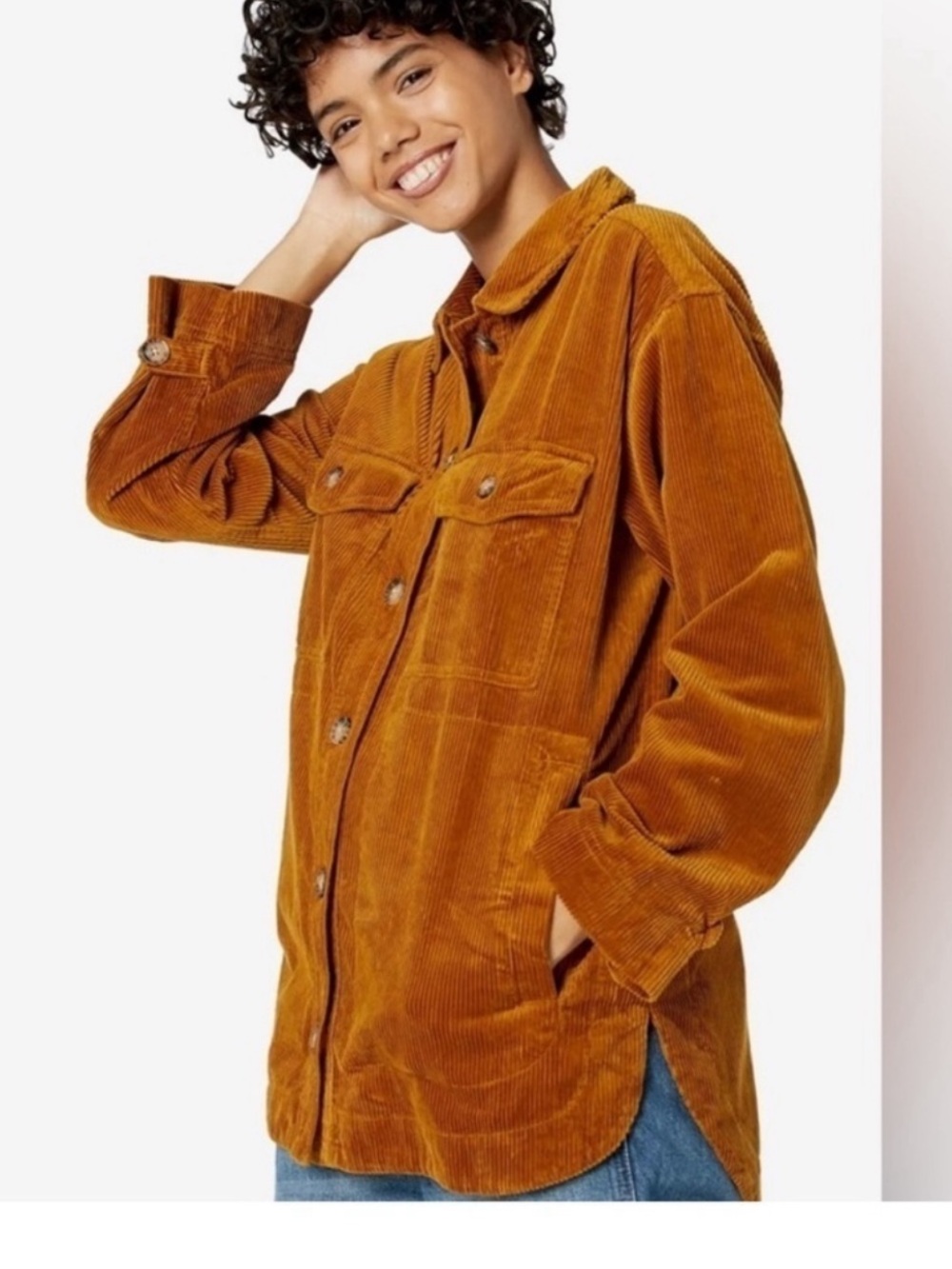 Madewell Yorkway Corduroy Shacket Shirt Jacket Antique Gold XS